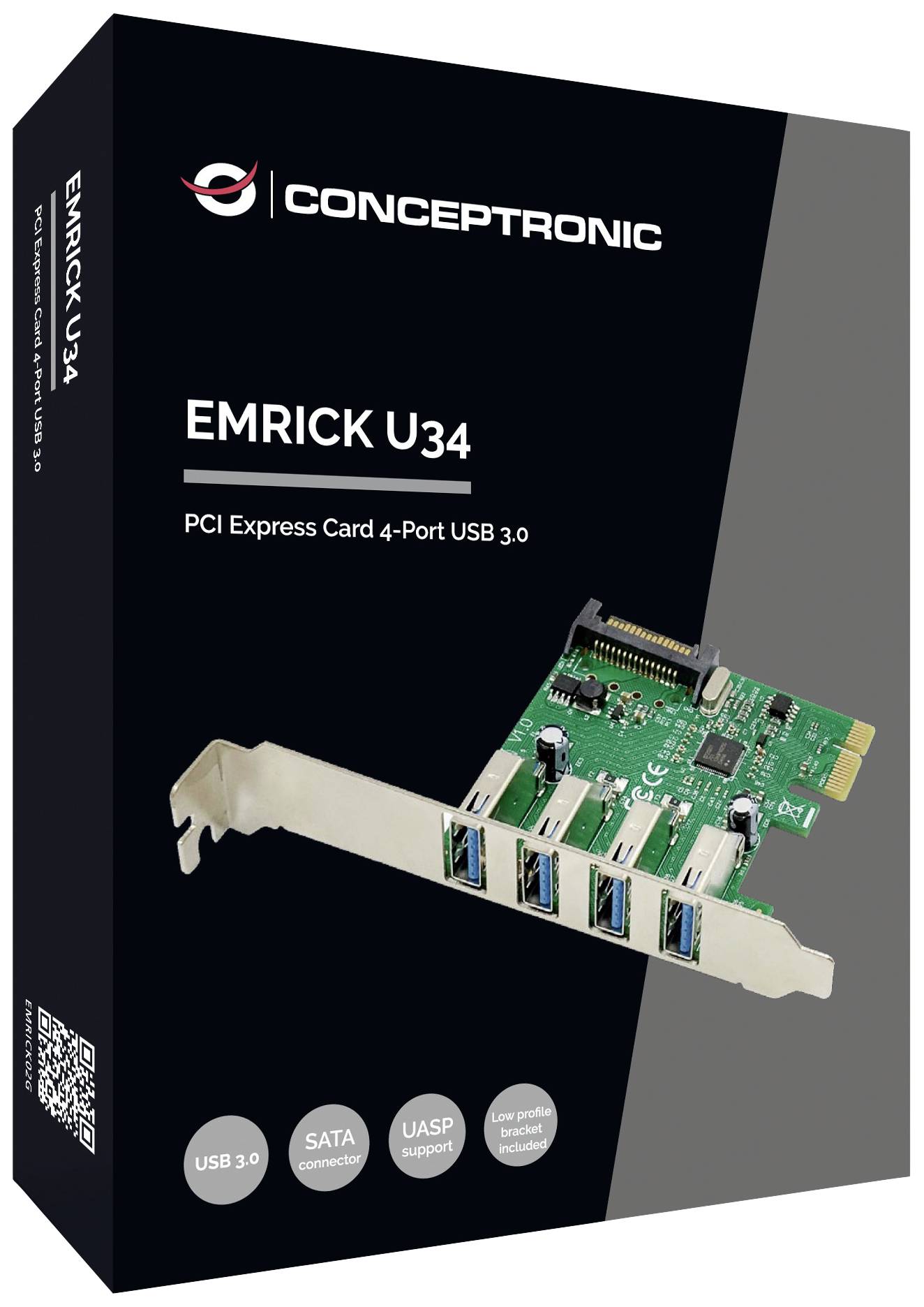 Conceptronic EMRICK U34, 4-Port-USB-3.0 PCI-Express-Karte PCI Express kaart PCIe