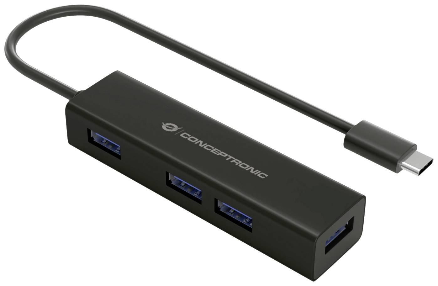 Conceptronic HUBBIES07B HUBBIES07B USB-hub 4 poorten USB-A USB 3.1 Gen1 5 GBit/s Met USB-C stekker Zwart