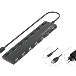 Conceptronic HUBBIES08BP HUBBIES08BP USB-hub 7 poorten USB-A USB 2.0 480 MBit/s Zwart Conceptronic HUBBIES08BP HUBBIES08BP USB-hub 7 poorten USB-A USB 2.0 480 MBit/s Zwart