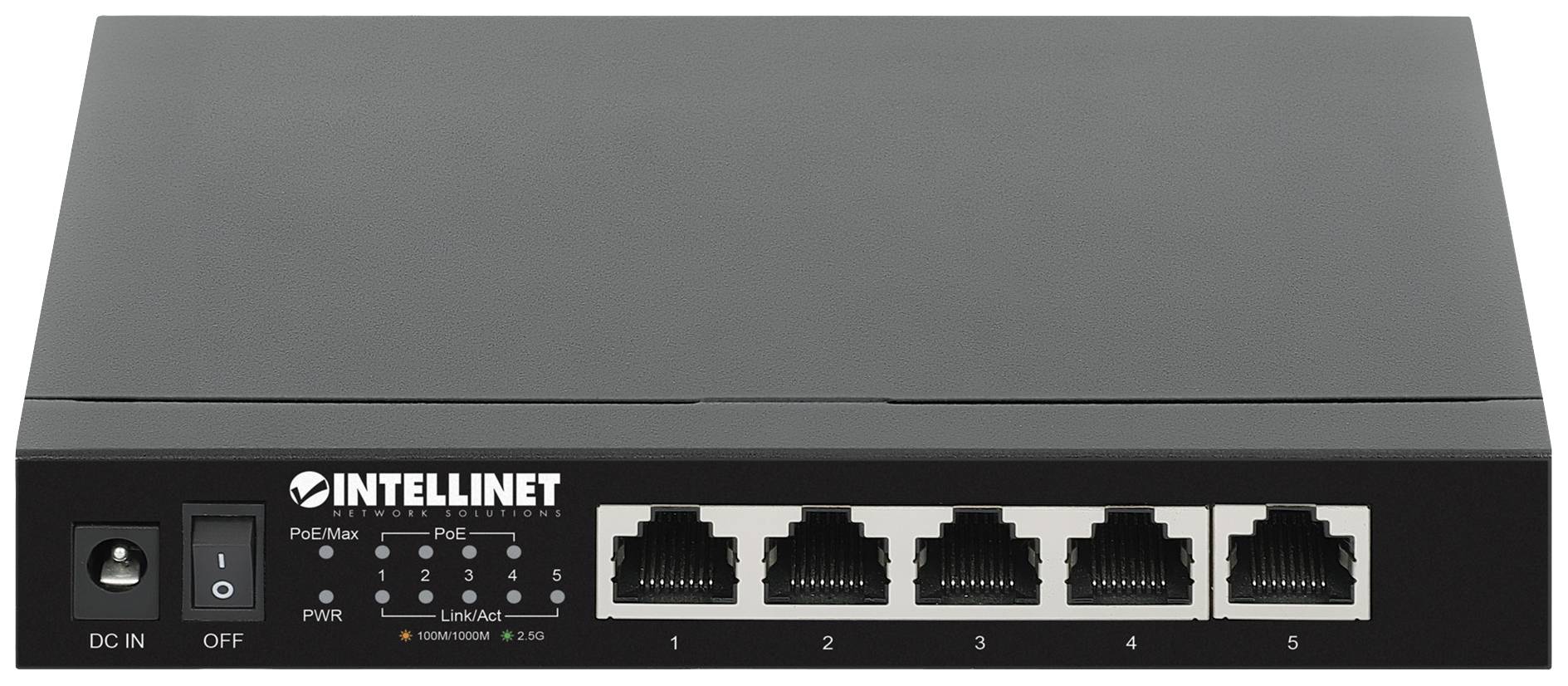 Intellinet 5-Port 2,5G Ethernet PoE+ Switch 4xPSE PoE+ Ports 55 W PoE-Leistungsbudget Netwerk switch IEEE 802.3af (15.4
