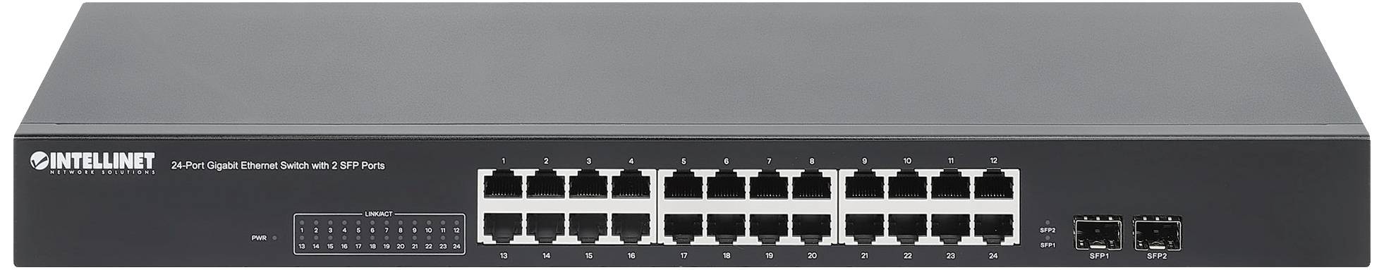 Intellinet 561877 24-Port Gigabit Ethernet Switch mit 2 SFP-Ports IEEE 802.3az 19" Rackmount 19" netwerk switch 10 / 100