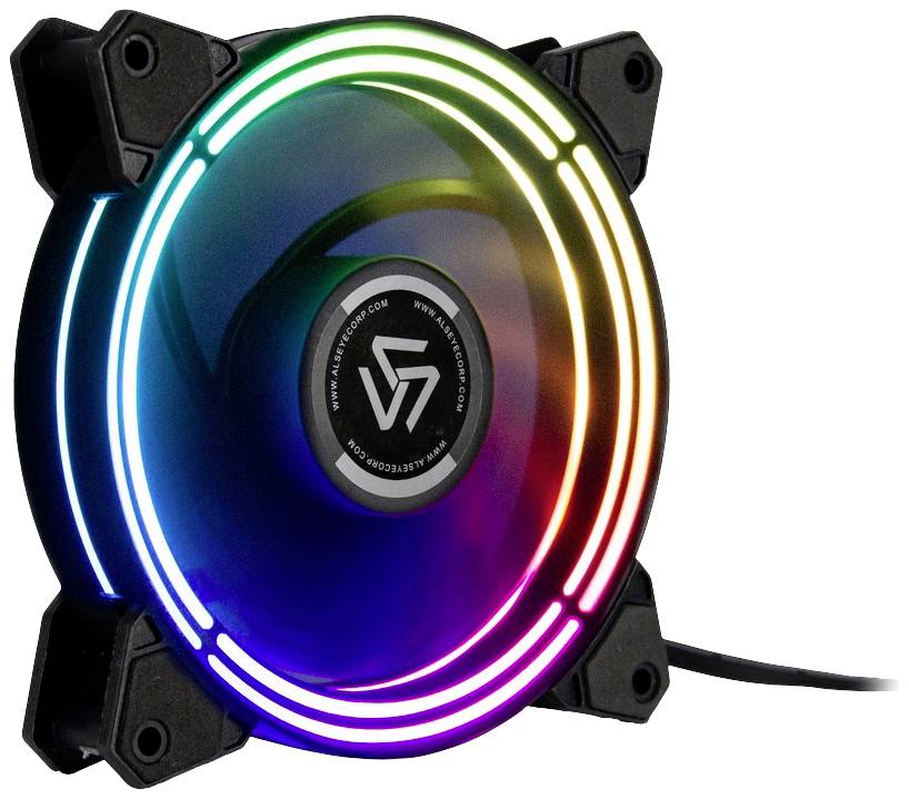Inter-Tech ALSEYE Halo 3.0 PC-ventilator Zwart (b x h x d) 120 x 120 x 25 mm Incl. LED-verlichting