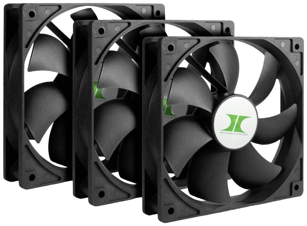 Inter-Tech 88887289 PC-ventilator Zwart (b x h x d) 120 x 25 x 120 mm