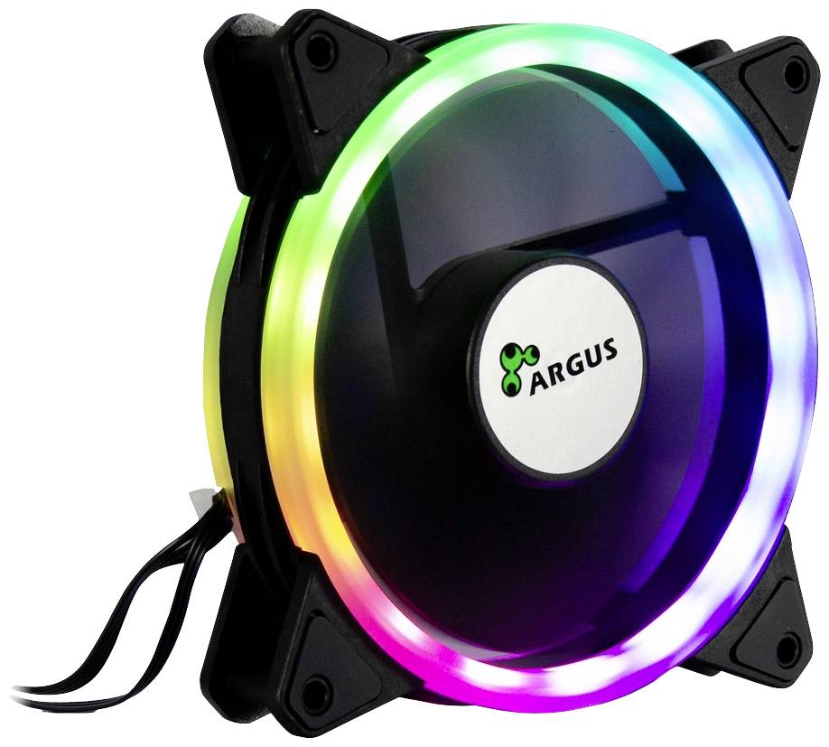 Inter-Tech Argus RS41 PC-ventilator Zwart (b x h x d) 120 x 120 x 25 mm Incl. LED-verlichting