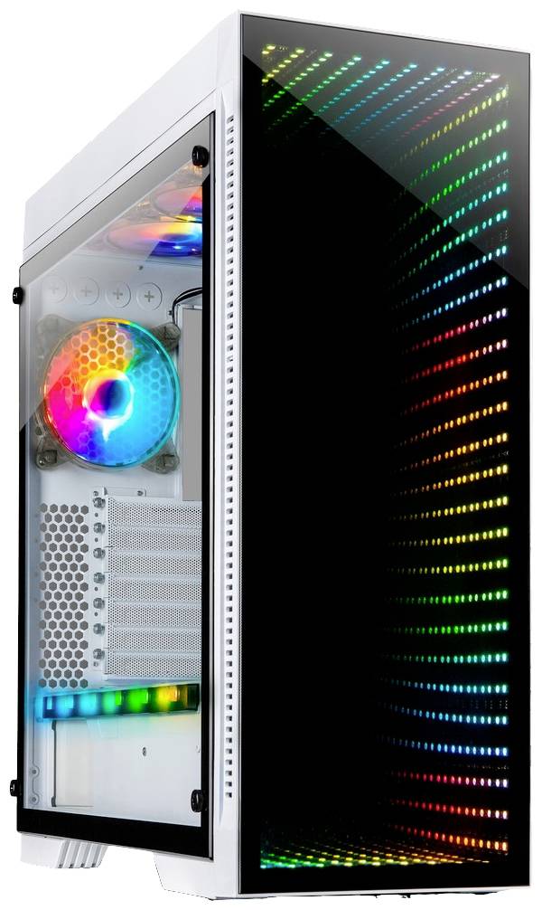 Inter-Tech X-908 Infini2 Midi-RGB Midi-tower Gaming-behuizing Wit Stoffilter, Geïntegreerde verlichting, Zijvenster