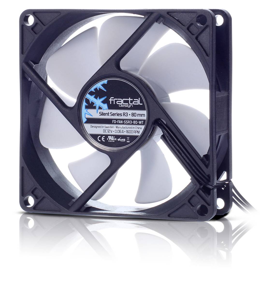 Fractal Design Silent Series R3 80 mm PC-ventilator Zwart, Wit (b x h x d) 80 x 25 x 80 mm