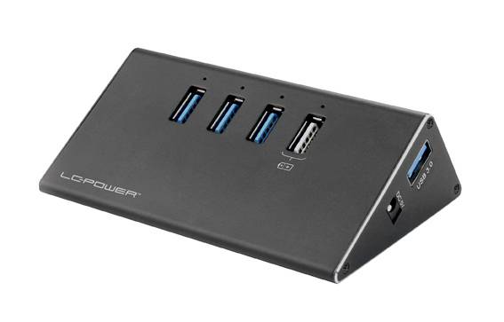 LC Power LC-HUB-ALU-2B-4 LC-HUB-2B-4 USB-hub 3 poorten USB-A USB 3.0 5 GBit/s Zwart