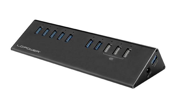 LC Power LC-HUB-ALU-2B-10 LC-HUB-2B-10 USB-hub 7 poorten USB-A USB 3.0 5 GBit/s Zwart