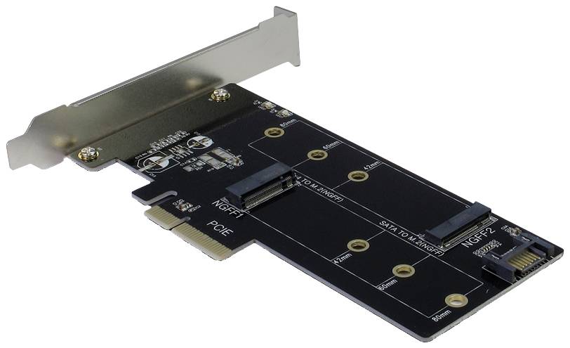 Inter-Tech KT015 PCI Express kaart PCIe Geschikt voor: SATA SSD Incl. Low-Profile slotplaat