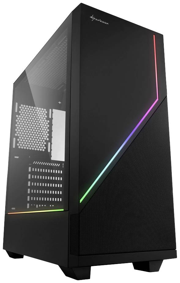 Sharkoon Sharkoon RGB FLOW - Tower - ATX - Seitenteil mit Fenster (gehärtetes Glas) Midi-tower PC-behuizing Zwart