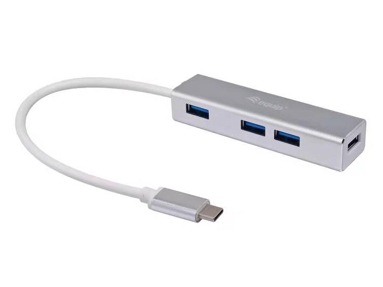 Equip 128958 128958 USB-hub 4 poorten USB-A USB 3.1 Gen1 5 GBit/s Met USB-C stekker Zilver