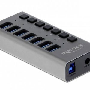 Delock 63669 63669 USB-hub 7 poorten USB-A USB 3.2 Gen1 5 GBit/s Grijs