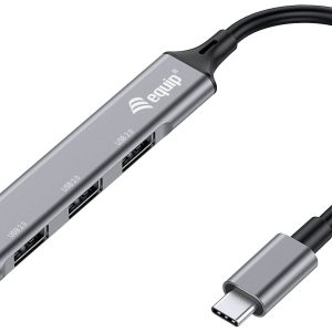 Equip 128961 128961 USB-hub 4 poorten USB-A USB 3.1 Gen1 5 GBit/s Met USB-C stekker Zwart, Grijs Equip 128961 128961 USB-hub 4 poorten USB-A USB 3.1 Gen1 5 GBit/s Met USB-C stekker Zwart, Grijs