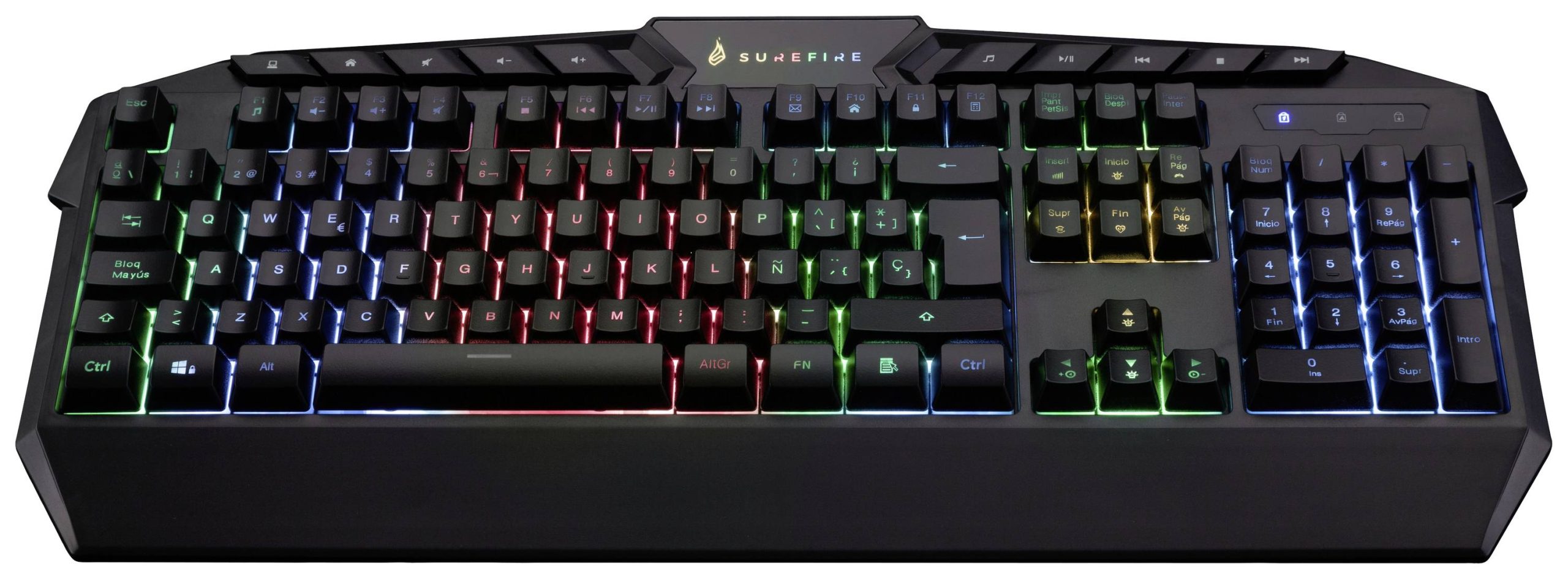 Verbatim SureFire KingPin RGB Gaming Multimedia Keyboard QWERTY Spanish Gaming-toetsenbord Kabelgebonden QWERTY, Spaans