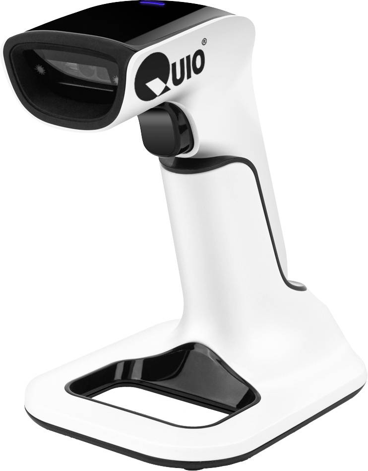 QUIO QU-ER-332 Barcodescanner 1D, 2D LED Wit/zwart Handmatig incl. standaard Bluetooth, USB, Draadloos 2.4 GHz