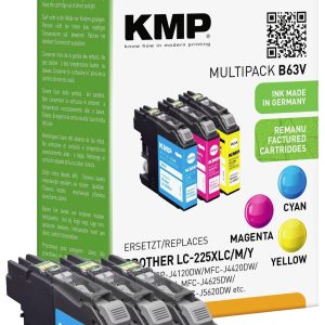 KMP Inktcartridge vervangt Brother LC-225XLC, LC-225XLM, LC-225XLY Compatibel Combipack Cyaan, Magenta, Geel B63V 1530,4 KMP Inktcartridge vervangt Brother LC-225XLC, LC-225XLM, LC-225XLY Compatibel Combipack Cyaan, Magenta, Geel B63V 1530,4