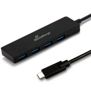 MediaRange MRCS508 MRCS508 USB-hub 4 poorten USB-A USB 3.0 5 GBit/s Met USB-C stekker Zwart