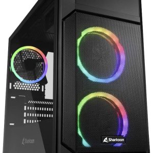 Sharkoon Sharkoon V1000 RGB – microATX – Seitenteil mit Fenster (gehärtetes Glas) Micro-tower PC-behuizing Zwart