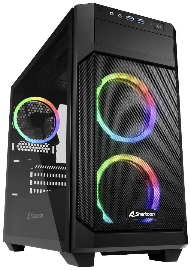 Sharkoon Sharkoon V1000 RGB - microATX - Seitenteil mit Fenster (gehärtetes Glas) Micro-tower PC-behuizing Zwart