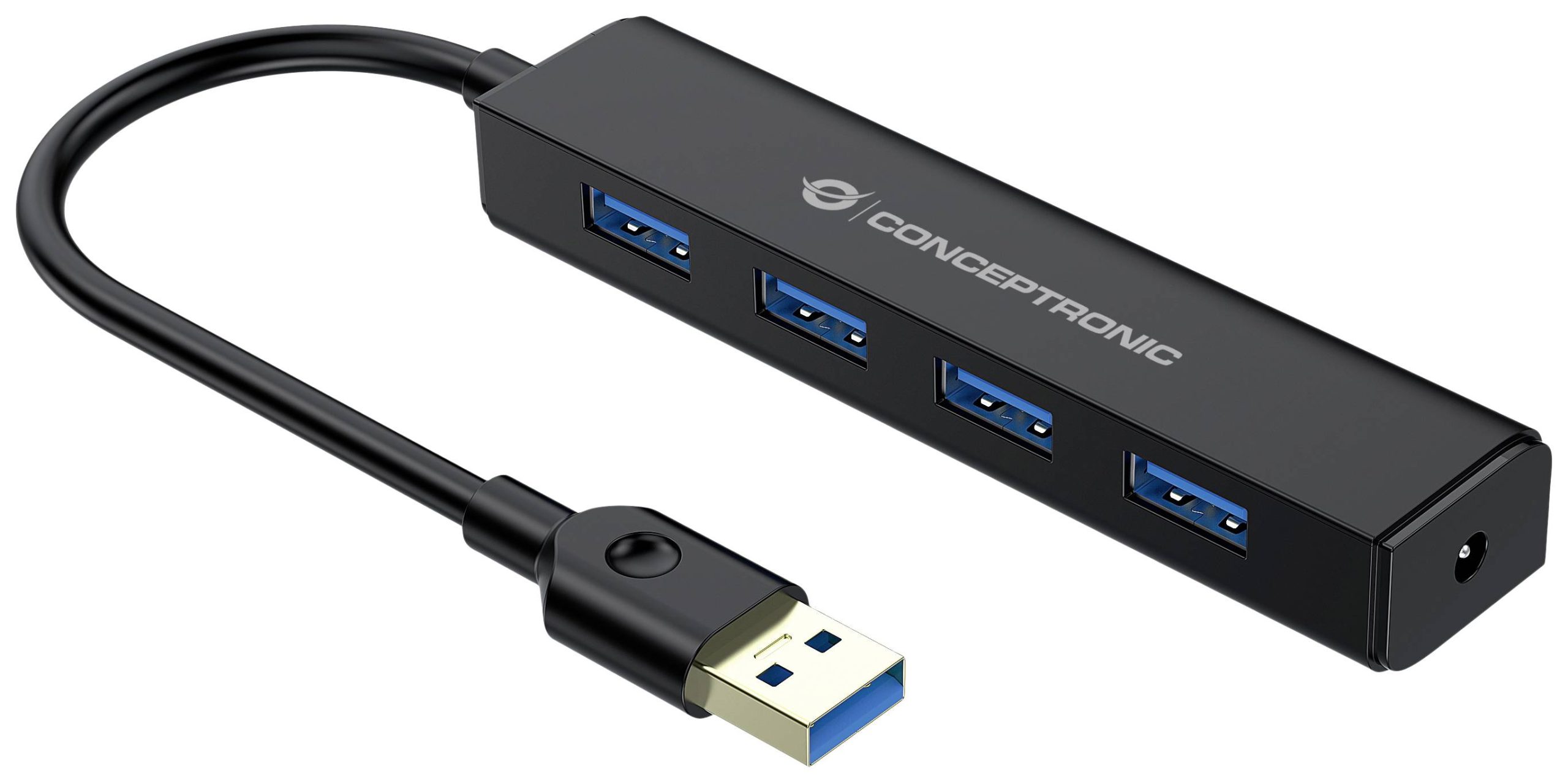 Conceptronic C4PUSB3 C4PUSB3 USB-hub 4 poorten USB-A USB 3.1 Gen1 5 GBit/s Zwart