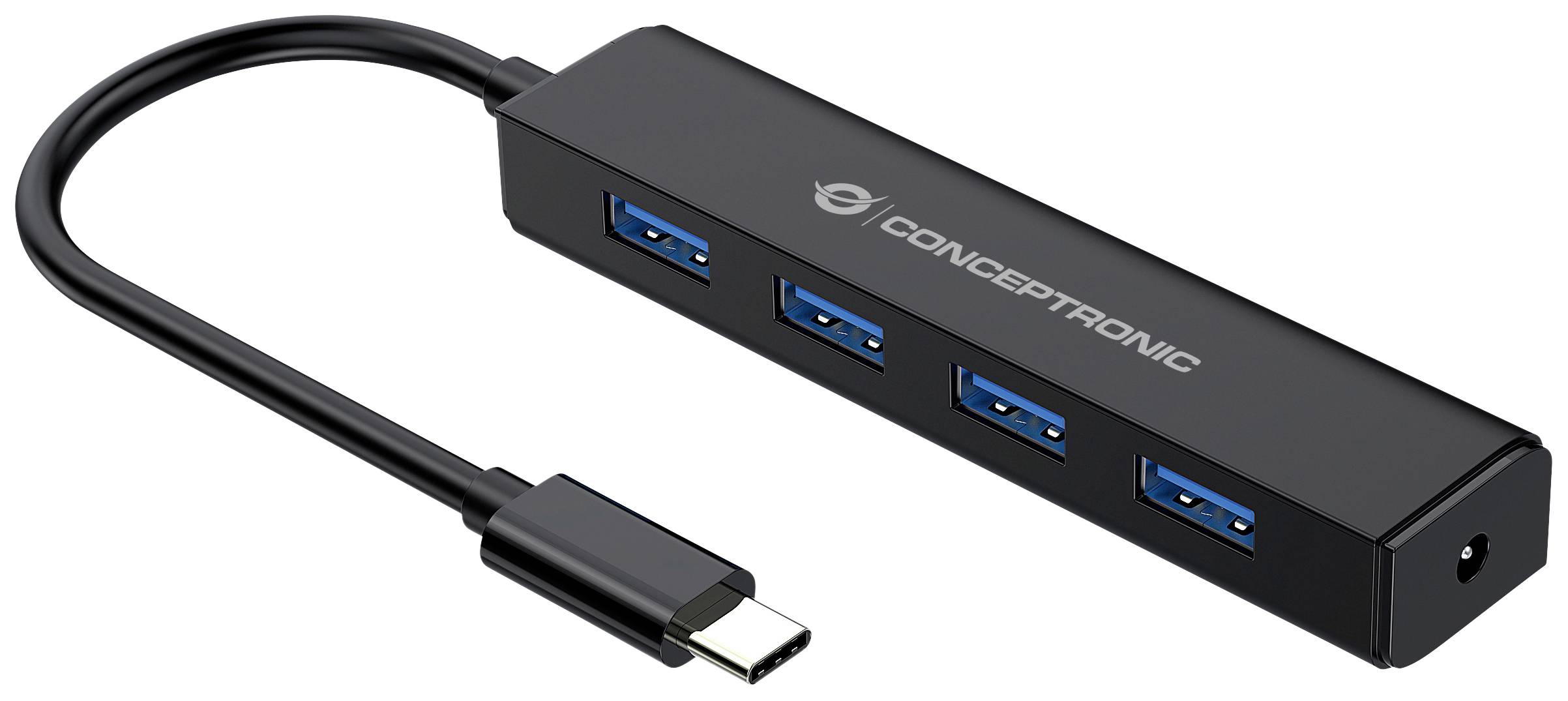 Conceptronic CTC4USB3 CTC4USB3 USB-hub 4 poorten USB-A USB 3.1 Gen1 5 GBit/s Met USB-C stekker Zwart