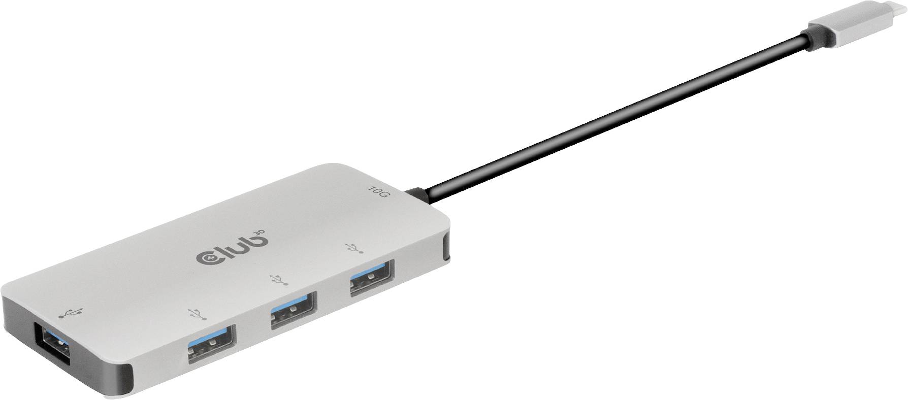 club3D CSV-1547 CSV-1547 USB-hub 4 poorten USB-A USB 3.1 Gen2 10 GBit/s Met USB-C stekker Zwart, Zilver