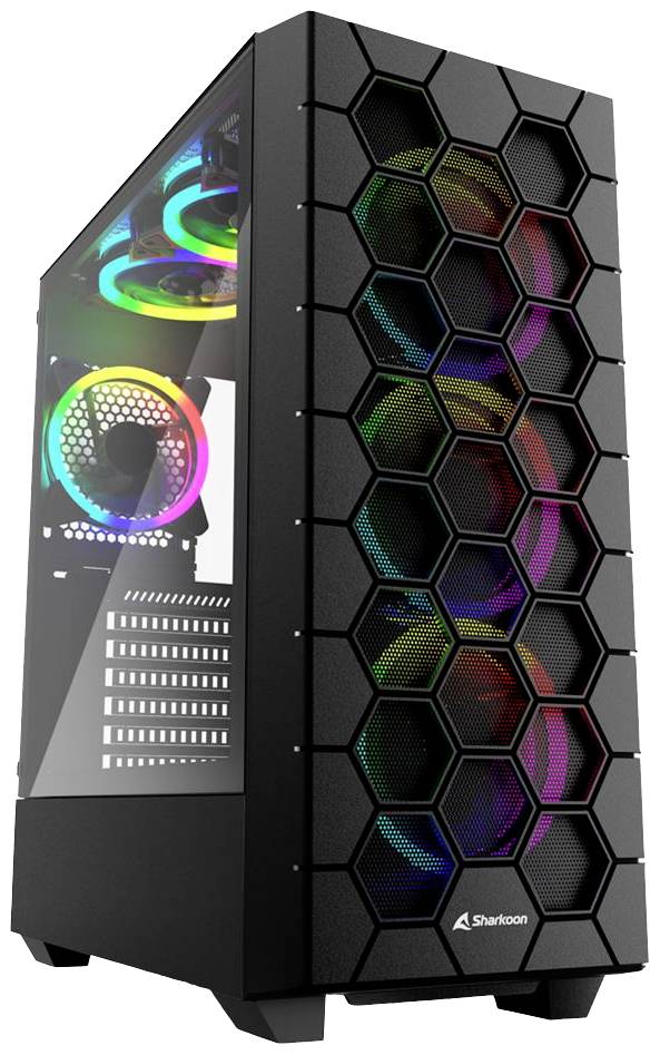 Sharkoon Sharkoon RGB Hex - Mid tower - ATX - Seitenteil mit Fenster (gehärtetes Glas) Desktop PC-behuizing Zwart