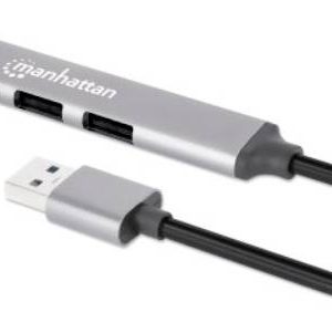 Manhattan Manhattan – Hub – 4-Port – 3 x USB 2.0 + 1 x USB 3.2 Gen 1 168427 USB-hub 4 poorten USB-A USB 3.0 5 GBit/s Gri