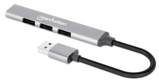 Manhattan Manhattan - Hub - 4-Port - 3 x USB 2.0 + 1 x USB 3.2 Gen 1 168427 USB-hub 4 poorten USB-A USB 3.0 5 GBit/s Gri
