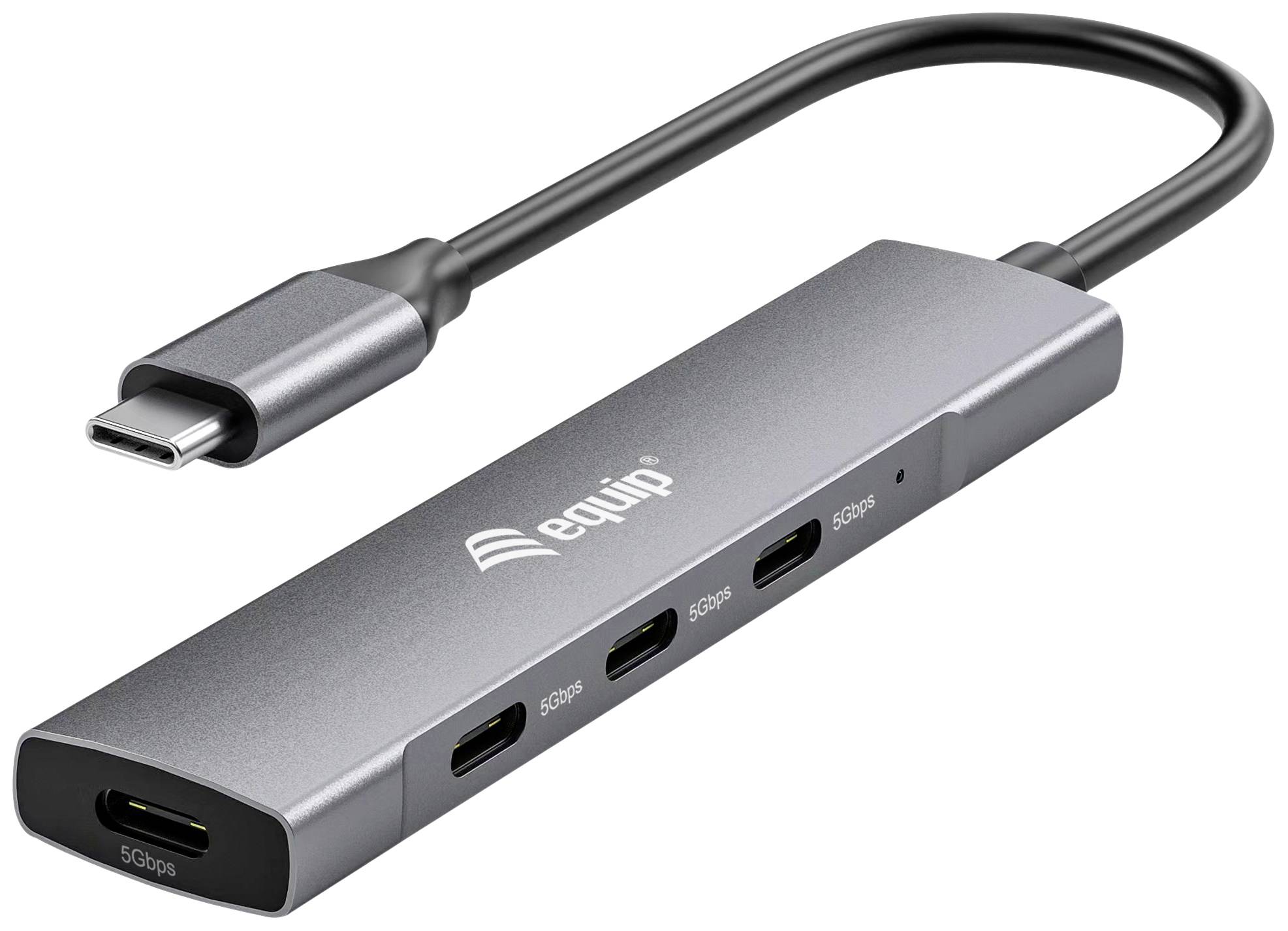 Equip 128963 128963 USB-hub 4 poorten USB-A USB 3.2 Gen1 5 GBit/s Met USB-C stekker Zwart, Zilver