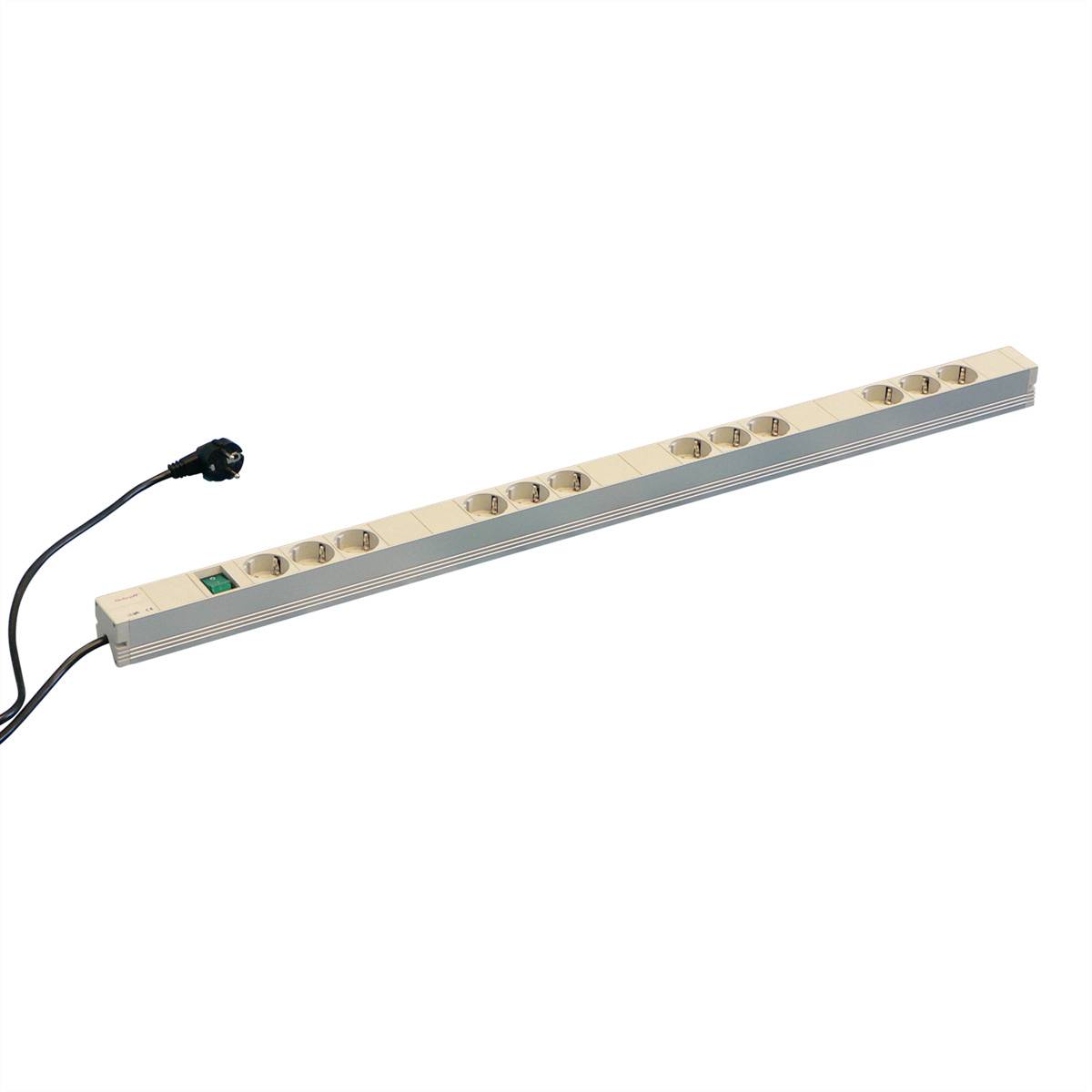 nVent SCHROFF 60110207 19 inch Stekkerdoos voor patchkast 1 HE Geaarde contactdoos Met schakelaar Grijs