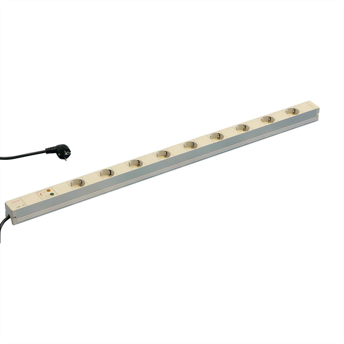 nVent SCHROFF 60110211 19 inch Stekkerdoos voor patchkast 1 HE Geaarde contactdoos Overspanningsbescherming Grijs