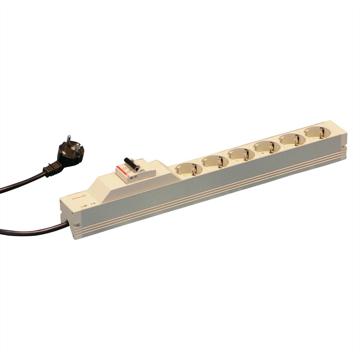 nVent SCHROFF 60110212 19 inch Stekkerdoos voor patchkast 1 HE Geaarde contactdoos Overstroombeveiliging Grijs
