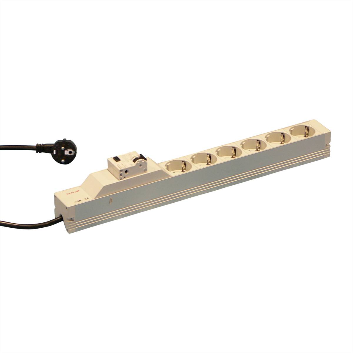 nVent SCHROFF 60110217 19 inch Stekkerdoos voor patchkast 1 HE Geaarde contactdoos Overstroombeveiliging Grijs