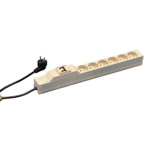 nVent SCHROFF 60110228 19 inch Stekkerdoos voor patchkast 1 HE Geaarde contactdoos Overstroombeveiliging Grijs