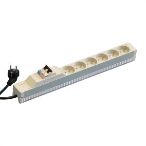 nVent SCHROFF 60110231 19 inch Stekkerdoos voor patchkast 1 HE Geaarde contactdoos Overstroombeveiliging Grijs