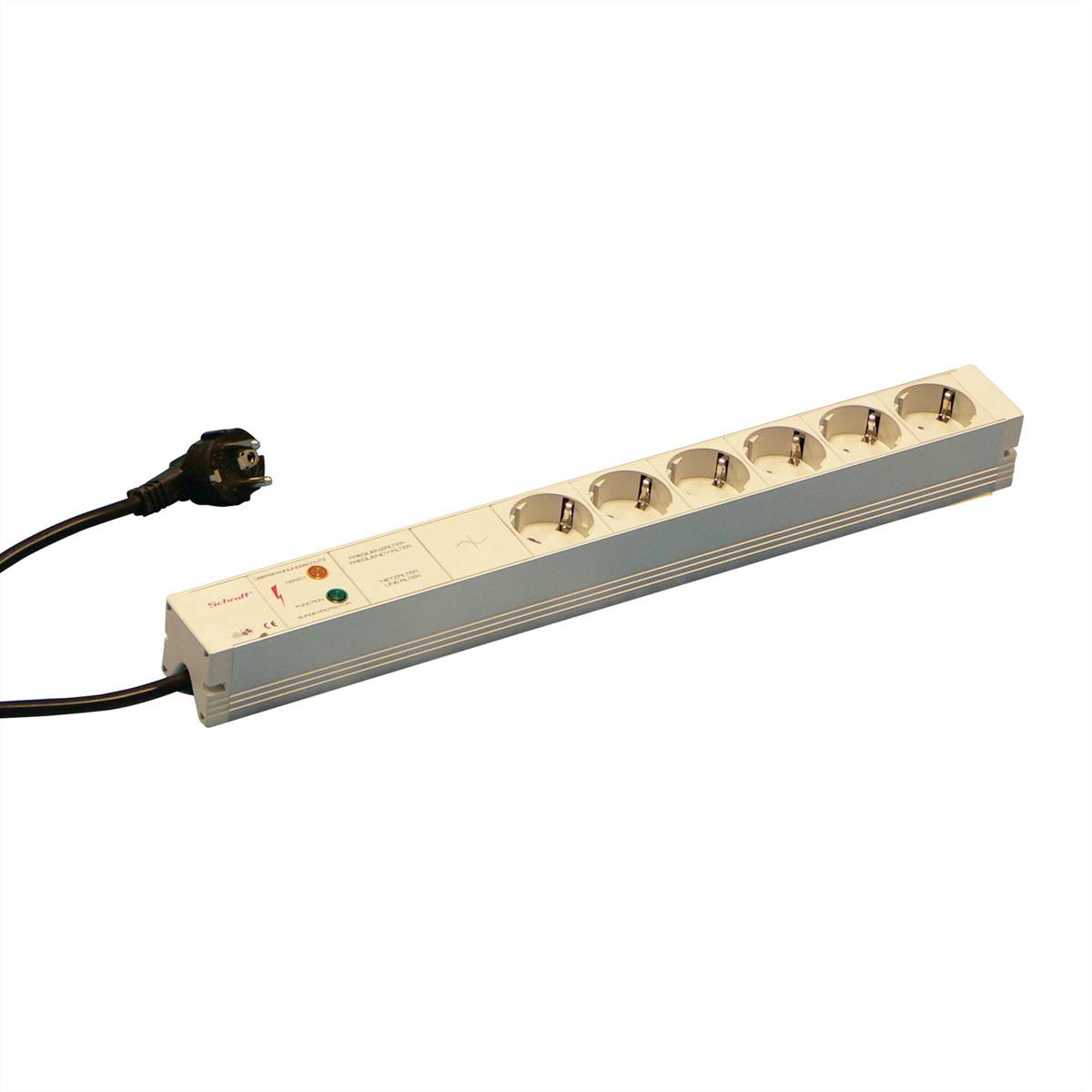 nVent SCHROFF 60110266 19 inch Stekkerdoos voor patchkast 1 HE Geaarde contactdoos Overspanningsbescherming Grijs