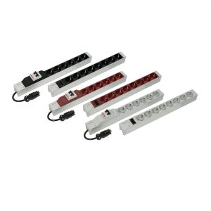 nVent SCHROFF 60110353 19 inch Stekkerdoos voor patchkast 1 HE Geaarde contactdoos Overstroombeveiliging Zwart