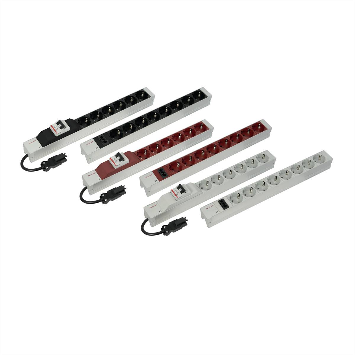 nVent SCHROFF 60110353 19 inch Stekkerdoos voor patchkast 1 HE Geaarde contactdoos Overstroombeveiliging Zwart