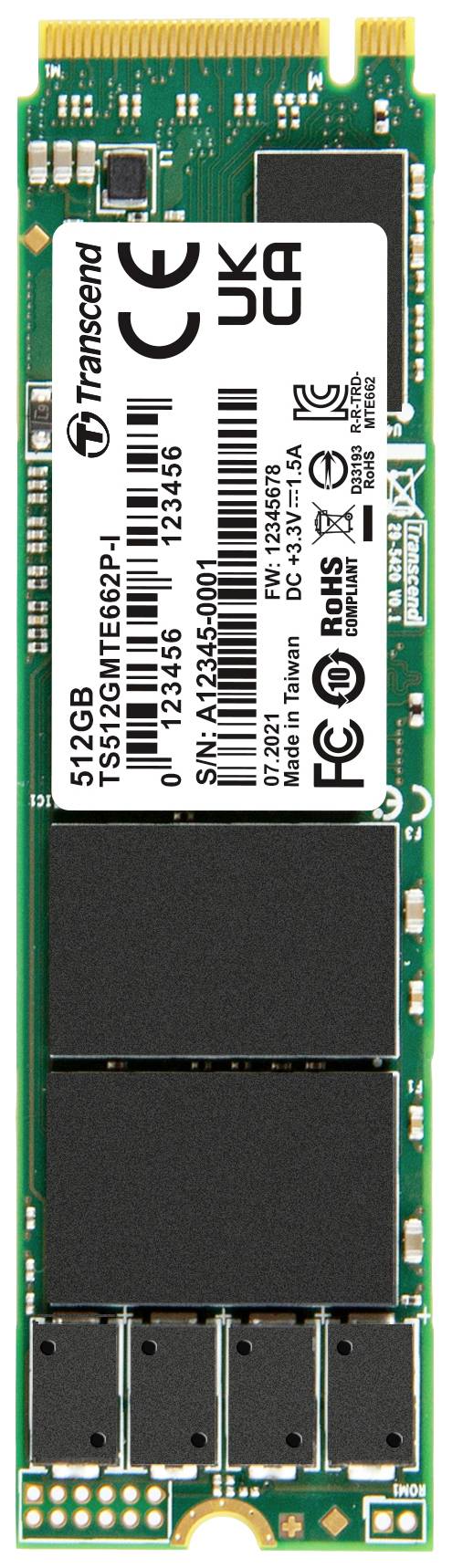 Transcend MTE662P-I 512 GB NVMe/PCIe M.2 SSD 2280 harde schijf PCIe NVMe 3.0 x4 Industrial TS512GMTE662P-I