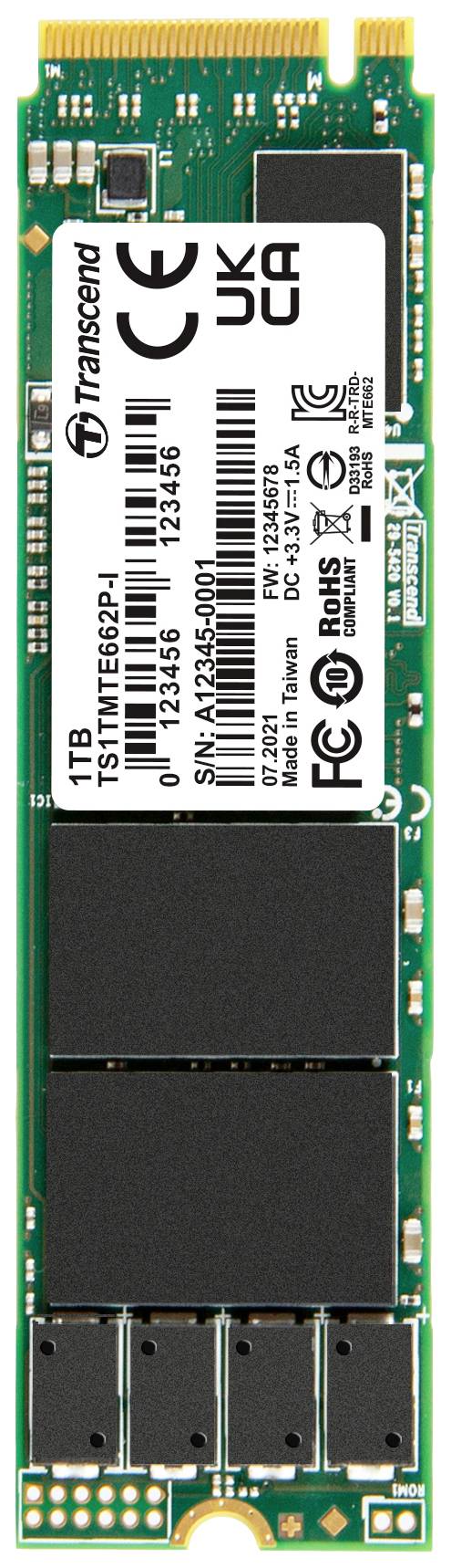 Transcend MTE662P-I 1 TB NVMe/PCIe M.2 SSD 2280 harde schijf PCIe NVMe 3.0 x4 Industrial TS1TMTE662P-I