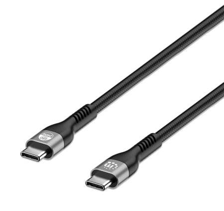 Manhattan 356367 USB-laadkabel USB-C stekker 2.00 m Zwart Stekker past op beide manieren, Afgeschermd (dubbel)