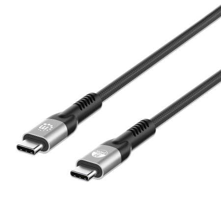 Manhattan 356374 Thunderbolt-kabel USB 4.0 Thunderbolt (USB-C) stekker 1.00 m Zwart Stekker past op beide manieren, Afge