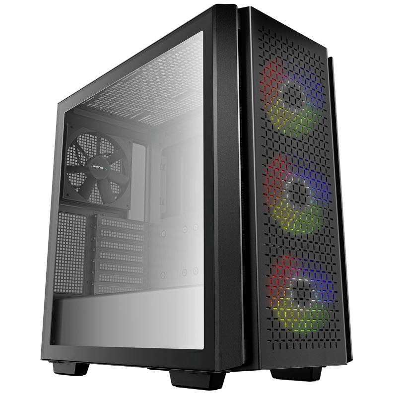 DeepCool CG560 Midi-tower PC-behuizing Zwart 1 voorgeïnstalleerde ventilator, 3 voorgeïnstalleerde LED-ventilators