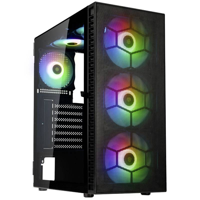 Kolink Observatory HF Mesh Midi-tower PC-behuizing Zwart 2 voorgeïnstalleerde ventilators, 4 voorgeïnstalleerde LED-vent