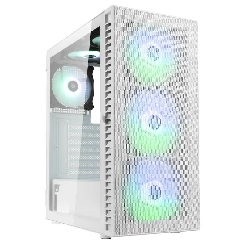 Kolink Observatory HF Mesh Midi-tower PC-behuizing Wit 2 voorgeïnstalleerde ventilators, 4 voorgeïnstalleerde LED-ventil