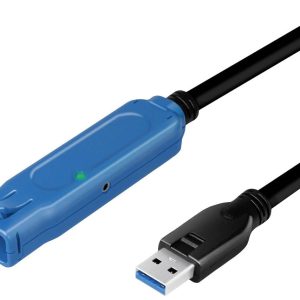 LogiLink UA0400 USB-kabel USB 3.2 Gen1 USB-A bus, USB-A stekker 20.00 m Zwart, Blauw Actief met signaalversterking