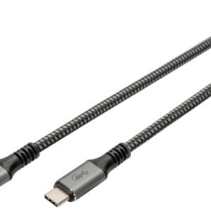 Digitus DB-300443-010-S USB-C-kabel USB 4.0 USB-C stekker 1.00 m Zwart Afscherming gevlochten, Afgeschermd, Scheurbesten