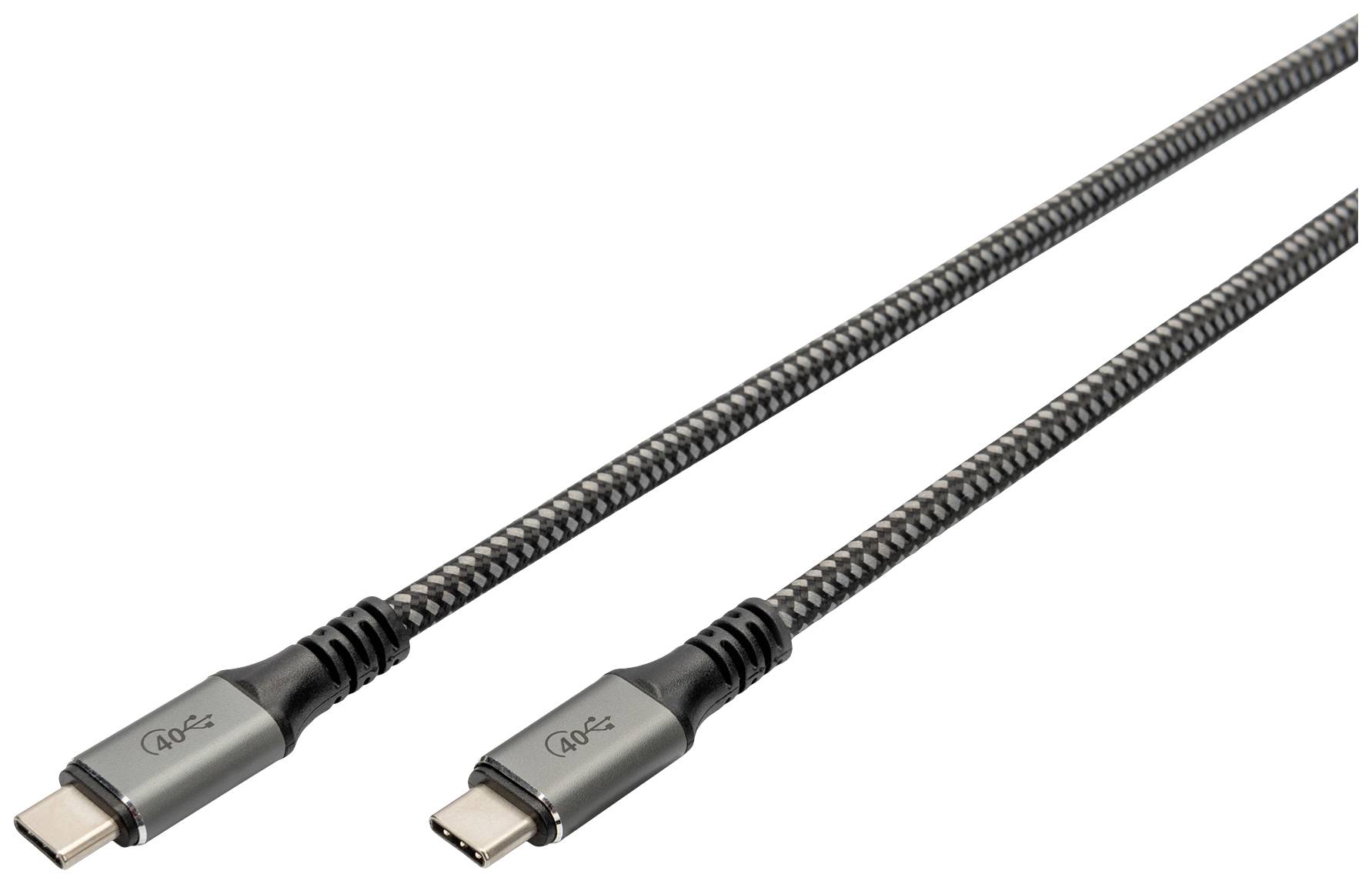 Digitus DB-300443-010-S USB-C-kabel USB 4.0 USB-C stekker 1.00 m Zwart Afscherming gevlochten, Afgeschermd, Scheurbesten