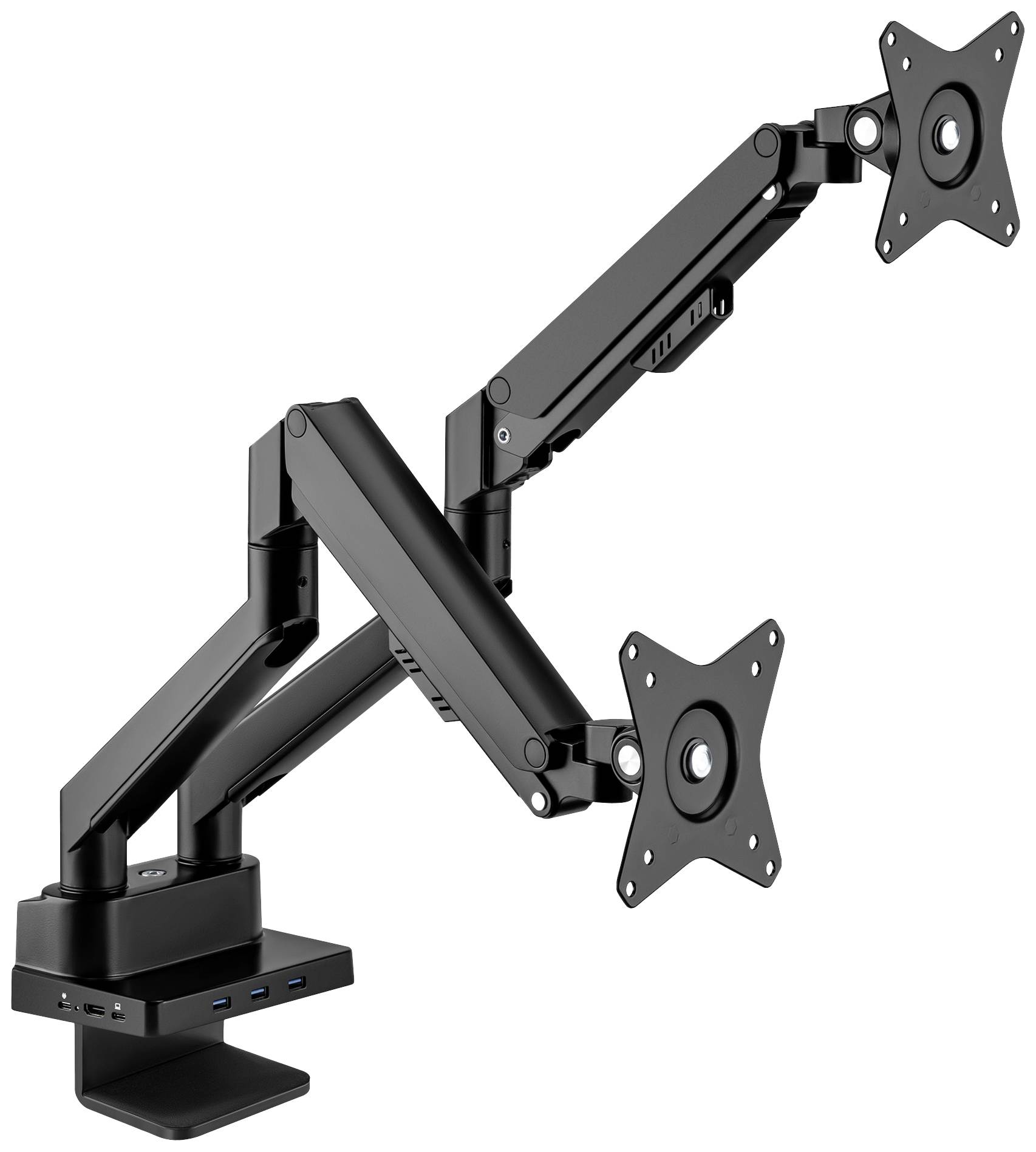 Manhattan 461887 Monitor-tafelbeugel Aantal monteerbare displays: 2 Display(s) 43,2 cm (17") - 81,3 cm (32") Zwart Kante